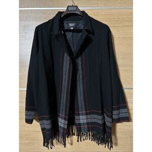 Crossing Pointe Women’s Sz 2XL MS Wool Blend light blanket Wrap Coat tasseled